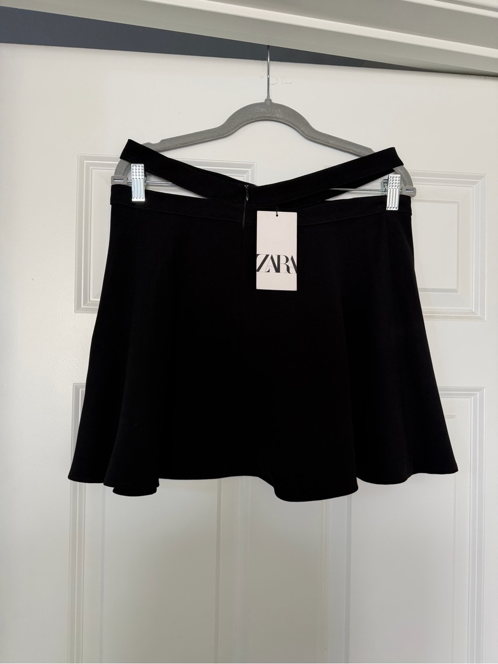 Zara Black Skater Skirt with Crossover Waistband